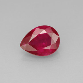 1.47 ct Red Ruby Gemstone, Ruby Gem in Pear Facet Shape for Sale.