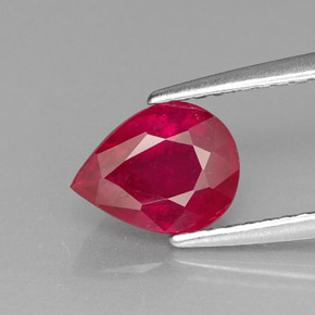 1.51 ct Red Ruby Gemstone, Ruby Gem in Pear Facet Shape for Sale.