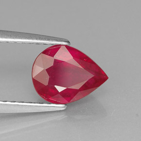 1.51 ct Red Ruby Stone, Natural Ruby in Pear Facet Shape for Sale