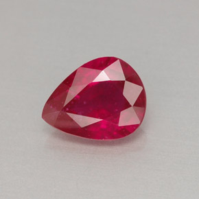 1.29 ct Red Ruby Gemstone, Ruby Gem in Pear Facet Shape for Sale.