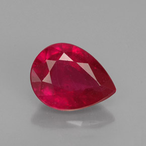 1.36 ct Red Ruby Gemstone, Ruby Gem in Pear Facet Shape for Sale.