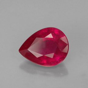 1.36 ct Red Ruby Stone, Natural Ruby in Pear Facet Shape for Sale
