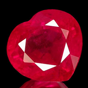 1.26 ct Red Ruby Gemstone, Ruby Gem in Heart Facet Shape for Sale.