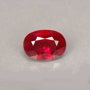 1.62 ct Red Ruby Gemstone, Ruby Gem in Oval Facet Shape for Sale.