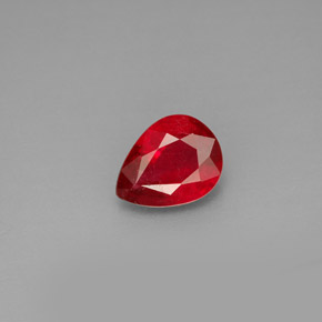 1.26 ct Red Ruby Gemstone, Ruby Gem in Pear Facet Shape for Sale.