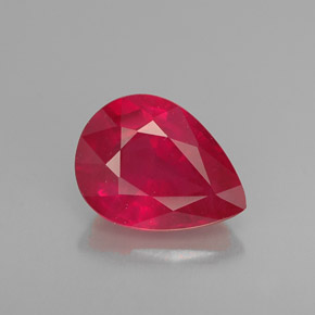 1.31 ct Red Ruby Gemstone, Ruby Gem in Pear Facet Shape for Sale.