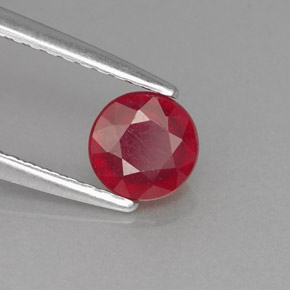 0.81 ct Red Ruby Stone, Natural Ruby in Round Facet Shape for Sale