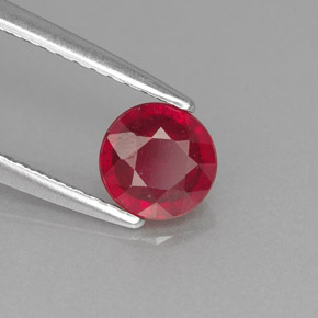 0.89 ct Red Ruby Stone, Natural Ruby in Round Facet Shape for Sale
