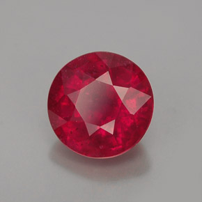 1.39 ct Red Ruby Stone, Natural Ruby in Round Facet Shape for Sale