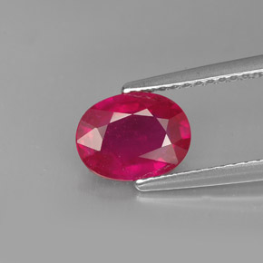 1.62 ct Red Ruby Gemstone, Ruby Gem in Oval Facet Shape for Sale.