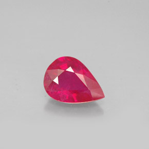1.37 ct Red Ruby Gemstone, Ruby Gem in Pear Facet Shape for Sale.