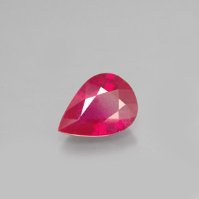 1.37 ct Red Ruby Stone, Natural Ruby in Pear Facet Shape for Sale