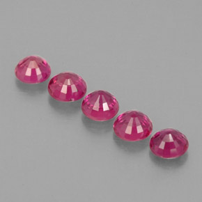 Ruby Gemstone in 3 mm (calibrated) Size for Sale, Ruby Stone in Purplish Pink Color