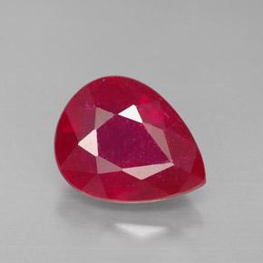 3.46 ct Red Ruby Gemstone, Ruby Gem in Pear Facet Shape for Sale.