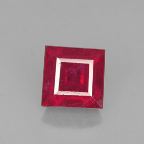 1.83 ct Red Ruby Gemstone, Ruby Gem in Square Facet Shape for Sale.