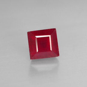 1.94 ct Red Ruby Gemstone, Ruby Gem in Square Facet Shape for Sale.