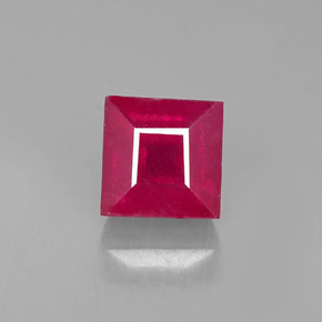 2.17 ct Red Ruby Gemstone, Ruby Gem in Square Facet Shape for Sale.