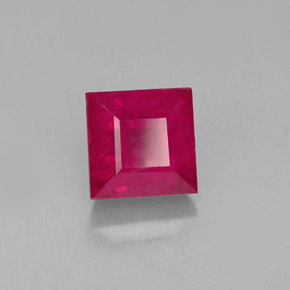 2.18 ct Red Ruby Stone, Natural Ruby in Square Facet Shape for Sale