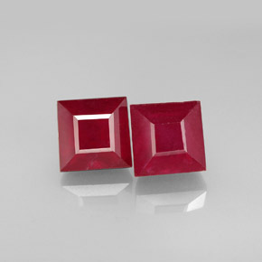 4.02 ct Red Ruby Gemstone, Ruby Gem in Square Facet Shape for Sale.