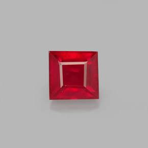 0.87 ct Red Ruby Gemstone, Ruby Gem in Square Facet Shape for Sale.