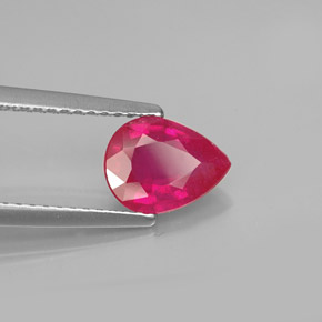 1.63 ct Red Ruby Stone, Natural Ruby in Pear Facet Shape for Sale