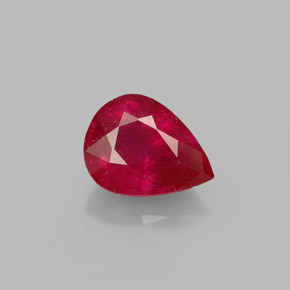 1.57 ct Red Ruby Gemstone, Ruby Gem in Pear Facet Shape for Sale.
