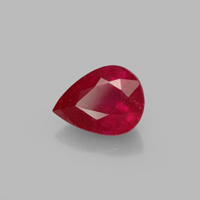 1.57 ct Red Ruby Stone, Natural Ruby in Pear Facet Shape for Sale