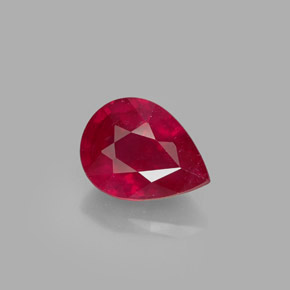 1.58 ct Red Ruby Gemstone, Ruby Gem in Pear Facet Shape for Sale.