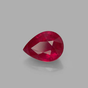 1.58 ct Red Ruby Stone, Natural Ruby in Pear Facet Shape for Sale