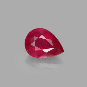 1.54 ct Red Ruby Gemstone, Ruby Gem in Pear Facet Shape for Sale.
