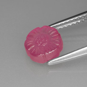 2.11 ct Pink Ruby Gemstone, Ruby Gem in Carved Flower Shape for Sale.