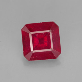 1.59 ct Red Ruby Gemstone, Ruby Gem in Octagon Facet Shape for Sale.