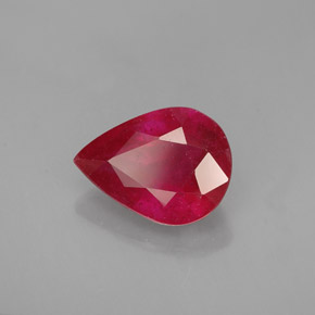 1.93 ct Red Ruby Stone, Natural Ruby in Pear Facet Shape for Sale