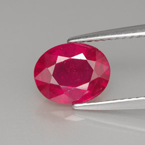 1.93 ct Red Ruby Gemstone, Ruby Gem in Oval Facet Shape for Sale.