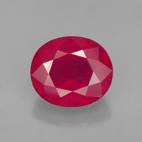 1.86 ct Red Ruby Gemstone, Ruby Gem in Oval Facet Shape for Sale.