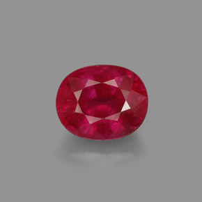 1.96 ct Red Ruby Gemstone, Ruby Gem in Oval Facet Shape for Sale.
