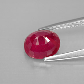 Ruby Gemstone in 7.6 x 6.5 mm Size for Sale, Ruby Stone in Pink Red Color