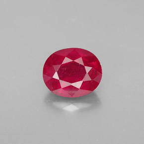 1.70 ct Red Ruby Gemstone, Ruby Gem in Oval Facet Shape for Sale.