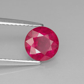 1.63 ct Red Ruby Stone, Natural Ruby in Round Facet Shape for Sale