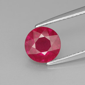 1.74 ct Red Ruby Gemstone, Ruby Gem in Round Facet Shape for Sale.
