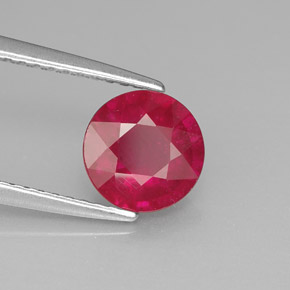 1.74 ct Red Ruby Stone, Natural Ruby in Round Facet Shape for Sale
