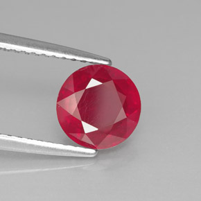 1.91 ct Red Ruby Stone, Natural Ruby in Round Facet Shape for Sale
