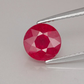 1.93 ct Red Ruby Gemstone, Ruby Gem in Round Facet Shape for Sale.