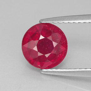 1.90 ct Red Ruby Gemstone, Ruby Gem in Round Facet Shape for Sale.