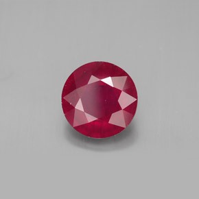 3.41 ct Red Ruby Stone, Natural Ruby in Round Facet Shape for Sale
