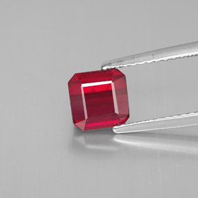 1.49 ct Red Ruby Gemstone, Ruby Gem in Octagon Facet Shape for Sale.