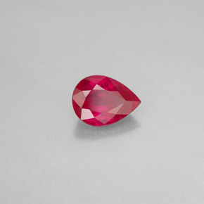 1.44 ct Red Ruby Stone, Natural Ruby in Pear Facet Shape for Sale