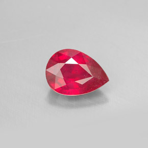 1.67 ct Red Ruby Gemstone, Ruby Gem in Pear Facet Shape for Sale.