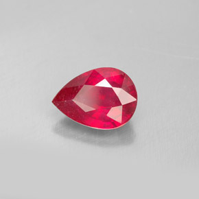1.67 ct Red Ruby Stone, Natural Ruby in Pear Facet Shape for Sale
