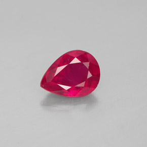 1.47 ct Red Ruby Gemstone, Ruby Gem in Pear Facet Shape for Sale.